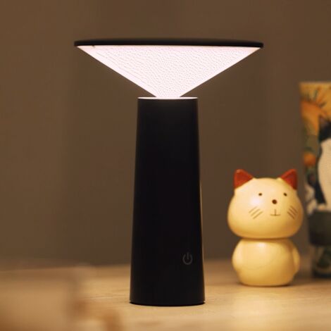 LED Lampe de Table Sans Fil, USB Lampe de Bureau Rechargeable, Lampe de Chevet Tactile Dimmable Sans Câble, 3 Couleurs, Pour Intérieur/Extérieur, Restaurant, Bar, IP54, noir