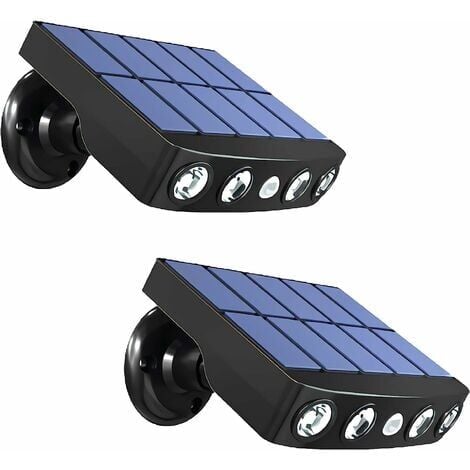 Lampe Solaire Extérieure Éclairage Solaire Détecteur de Mouvement Étanche Solaire Extérieur 2pcs Noir
