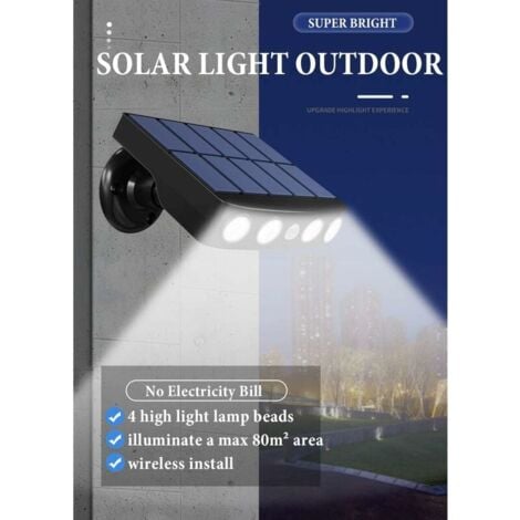 Lampe Solaire Extérieure Éclairage Solaire Détecteur de Mouvement Étanche Solaire Extérieur 2pcs Noir