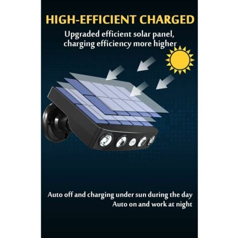Lampe Solaire Extérieure Éclairage Solaire Détecteur de Mouvement Étanche Solaire Extérieur 2pcs Noir