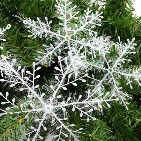 Paquet de 30 autocollants de fenêtre flocon de neige blanc de noël de 15cm pour la décoration de fête de noël à la maison