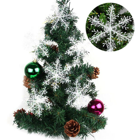 Paquet de 30 autocollants de fenêtre flocon de neige blanc de noël de 15cm pour la décoration de fête de noël à la maison