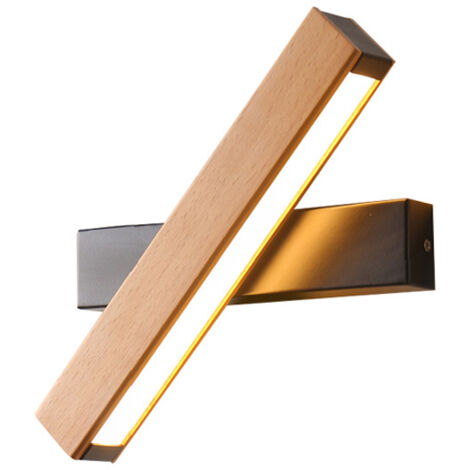 Applique Murale LED, 4W 400LM Applique Murale Intérieure en Bois Rotative à 360°, Applique Murale Blanc Chaud 3000K pour Chambre, Salon, Bureau, Couloir