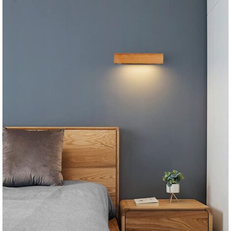 Applique Murale LED, 4W 400LM Applique Murale Intérieure en Bois Rotative à 360°, Applique Murale Blanc Chaud 3000K pour Chambre, Salon, Bureau, Couloir