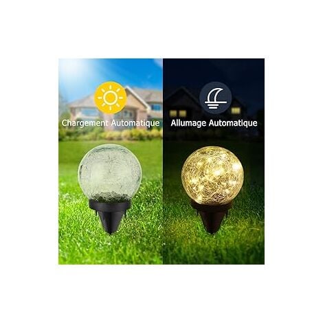 Lampe Solaire Exterieur, Lampe Solaire Jardin 2 Pièces, IP65 Étanche Boule Solaire Exterieur Jardin, Lampe Solaire Exterieur Jardin pour Paysage, Passerelle, Pelouse, Étapes, Terrasses