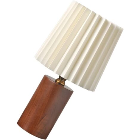 Lampe De Table Plissée Lampe De Chevet Moderne Avec Socle En Bois Lampe De Lecture De Bureau Pour Chambre Salon Dortoir