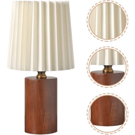 Lampe De Table Plissée Lampe De Chevet Moderne Avec Socle En Bois Lampe De Lecture De Bureau Pour Chambre Salon Dortoir
