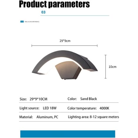 Applique murale d'extérieur LED 18 W/Boîtier en aluminium - Étanche IP65 - Convient pour l'intérieur et l'extérieur (18W)