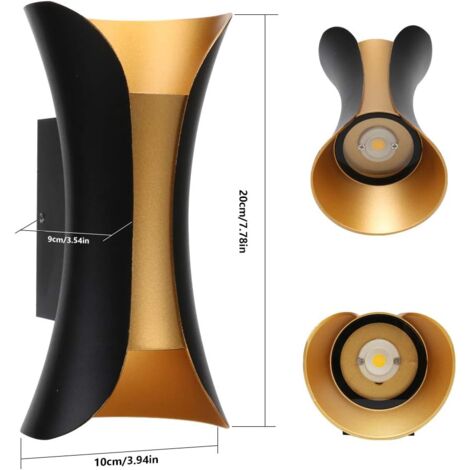 2 Pack Applique Murale Interieur/Exterieur 10W Applique Murale Extérieur 3000K Blanc Chaud Lampe Murale Etanche IP65 pour Salon Chambre [Classe énergétique A+]