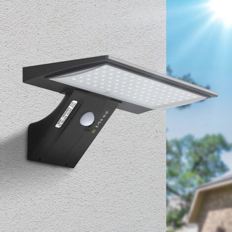 Lampe Solaire Exterieur, 2600mAh Détecteur de Mouvement Éclairage Solaire Extérieur Étanche Sans Fil Lampe de Sécurité Lampe Mural pour Jardin(Pile Remplaçable)