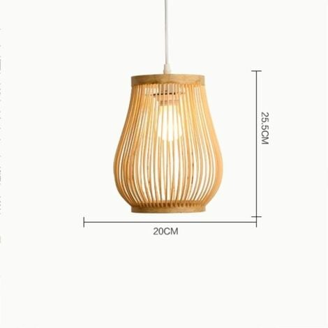 Suspension, Rétro Gourde Couloir Lampe Tissé Lanterne Simple Lumière Plafonnier Pendentifs Luminaire Suspendu Éclairage avec Forme Rotin pour Teahouse Salle À Manger Patio en Beige, 7.87 pouces/20cm