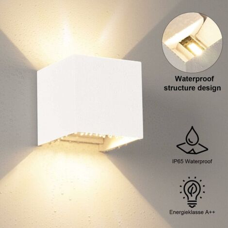 Applique Murale 12W, 2pcs 3000K LED Applique Murale Extérieure/Intérieure, Applique Murale Extérieure Réglable, Applique Murale Intérieure IP65 Étanche pour Chambre, Couloir Maison Salon (Blanc)