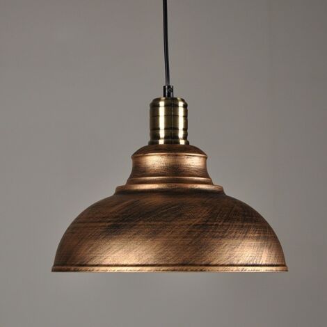 Lot de 2 Suspension Luminaire Industrielle Lustre Plafonnier Vintage E27 Rétro Métal Lampe de de Plafond pour Cuisine Salle à Manger Salon Restaurant, Diamètre 29 cm (Rouille Cuivre) [Classe énergétiq