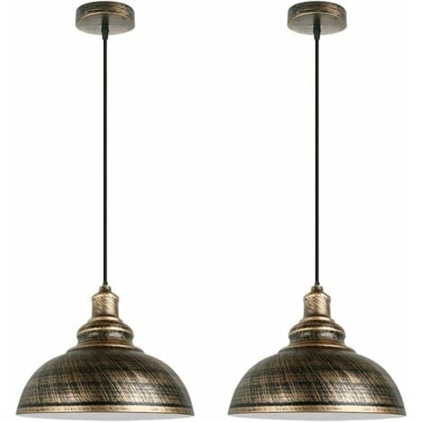 Lot de 2 Suspension Luminaire Industrielle Lustre Plafonnier Vintage E27 Rétro Métal Lampe de de Plafond pour Cuisine Salle à Manger Salon Restaurant, Diamètre 29 cm (Rouille Cuivre) [Classe énergétiq