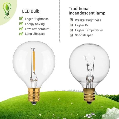 Guirlande lumineuse de Noël Guirlande Lumineuse Extérieure, Guirlande Guinguette Intérieur avec 25 LED ampoules 7.5M IP44 Guirlande Lumière étanche Décoration pour Patio,Café,Jardin,Parti,noël-Blanc C