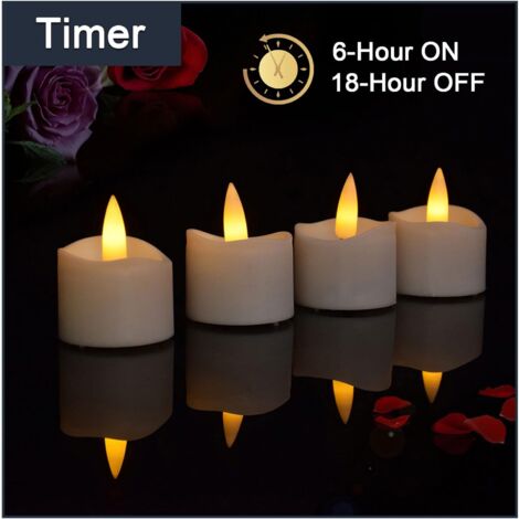 Autre décoration pour Noël,12 bougies chauffe-plat LED vacillantes avec minuterie , mini bougies chauffe-plat sans flamme fonctionnant à piles blanc chaud vacillant