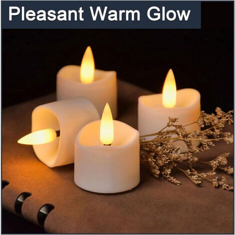 Autre décoration pour Noël,12 bougies chauffe-plat LED vacillantes avec minuterie , mini bougies chauffe-plat sans flamme fonctionnant à piles blanc chaud vacillant