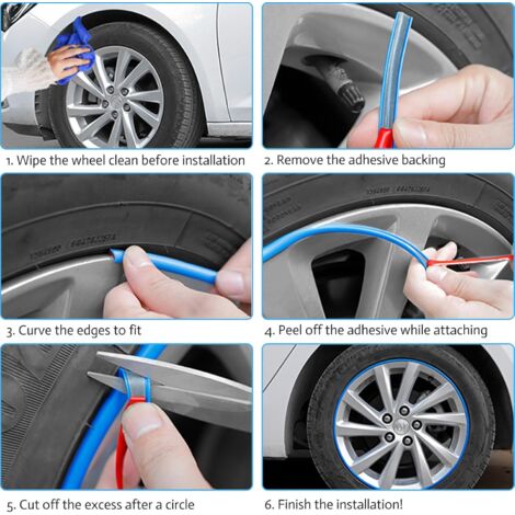8 Pièces Protection Jantes Voiture - Protege Jantes Universel Pour Changement Pneus - Polyuréthane Robuste