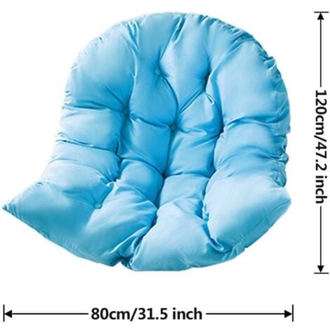 Coussin de chaise, coussin de fauteuil en rotin, panier suspendu balançoire relax coussin de chaise, coussin de siège panier intérieur, extérieur, 90 x 120 cm, bleu