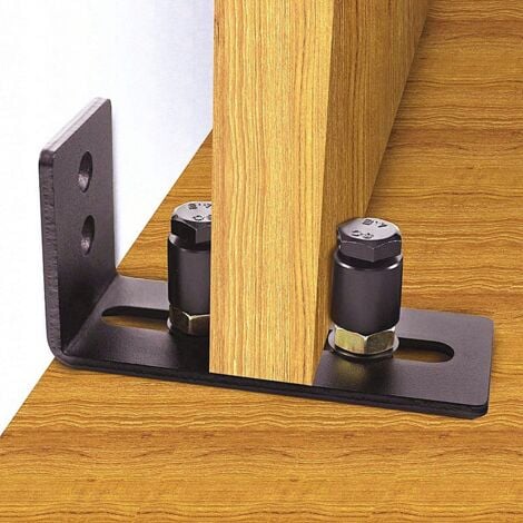 Guide Sol Porte Coulissante, Guide de plancher Porte, Rail de Sol Pour Porte De Grange, Guide Pour Le Sol du Support du Sol Coulissant Pour Montage Mural Réglable en Acier au Carbone