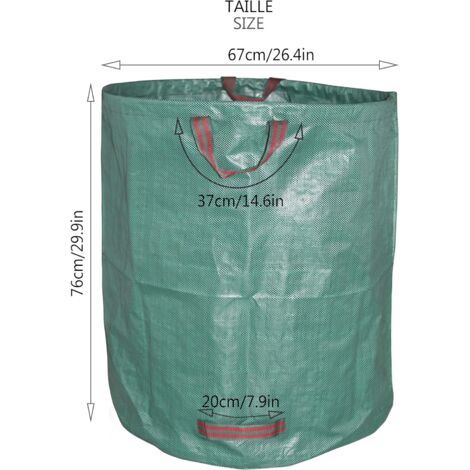 3 Pièces Sacs Jardinage Déchets 272L - Sacs Feuilles Résistants Réutilisables Avec Poignées Renforcées
