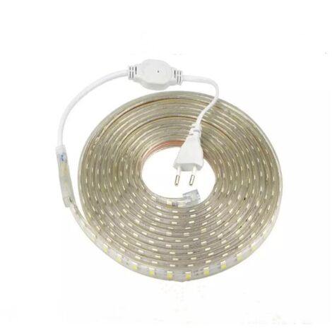 Ruban LED 10 Metres avec Interrupteur IP65 étanche Bande LED, 220V Bandeau LED, Blanc Froid