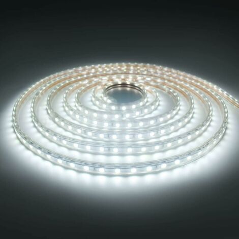 Ruban LED 10 Metres avec Interrupteur IP65 étanche Bande LED, 220V Bandeau LED, Blanc Froid