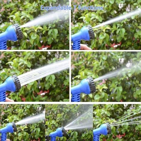 Tuyau D’arrosage Extensible 60M/200FT Tuyau d'arrosage Flexible Tuyau Rétractable Raccords avec 7 Fonction Pistolet pour Irrigation et Nettoyage du Jardin (60m)