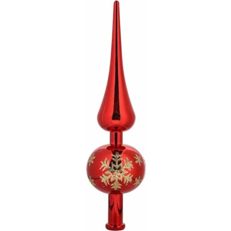 Étoile De Sapin De Noël Pailletée Rouge - Topper 20cm Pour Arbre De Noël | Décoration Festive Brillante