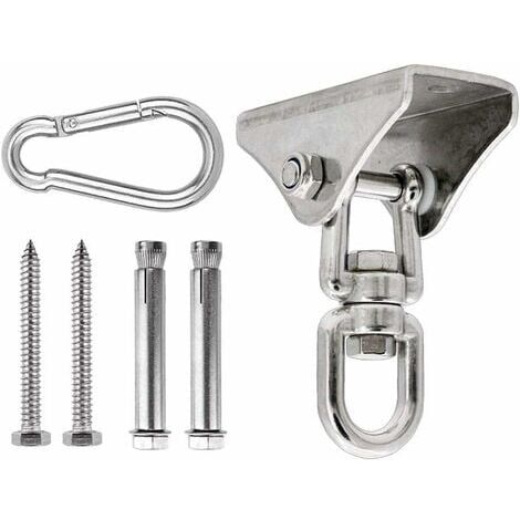Wugongshan Crochet Plafond Charge Lourde 500 Kg – Acier Inox 304 Avec Mousqueton Pour Sac Boxe, Hamac, Balançoire – Béton & Bois