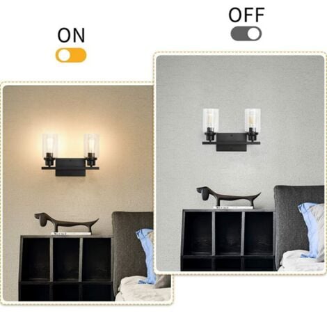 Applique de salle de bain Noir vanité lumière verre abat-jour applique murale Style Vintage intérieur appliques murales pour salle de bain