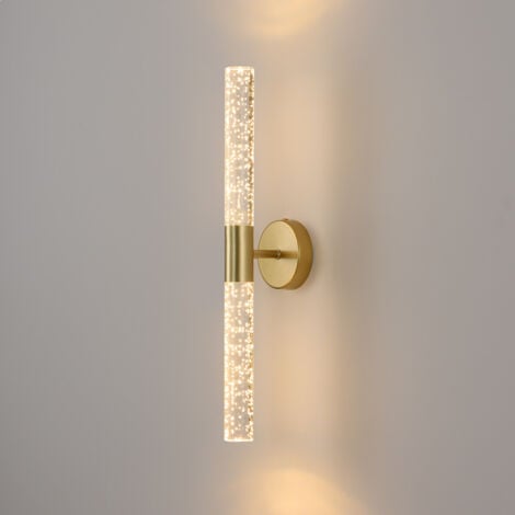 Applique Murale Salle de Bain,Lamp Murale Moderne en Cristal,Applique Murale Interieur LED Métal ,Lampe Murale de pour Salon, Chambre, Couloir et Escalier.Lumière chaude dorée (220V)