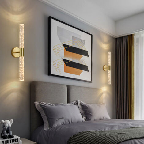 Applique Murale Salle de Bain,Lamp Murale Moderne en Cristal,Applique Murale Interieur LED Métal ,Lampe Murale de pour Salon, Chambre, Couloir et Escalier.Lumière chaude dorée (220V)