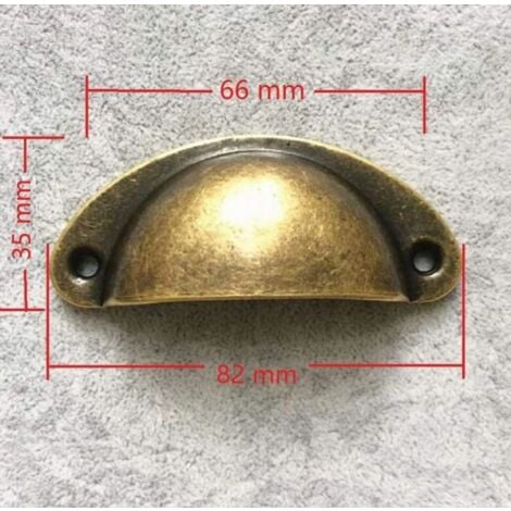 Poignée de meuble-20 Poignée de Coquille Vintage pour Tiroir Armoire Meuble Cuisine, Fer Incurvé Bouton de Porte de Placard Retro 8,2 cm x 3,5 cm Laiton Antique