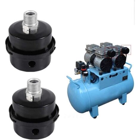 Filtre Silencieux 2 Filtres Silencieux Air Comprimé 3/8" 16mm - Plastique Noir, Pour Compresseurs Sans Huile, Réduction Bruit Filtre A Air