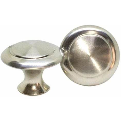 Promotion 20x Bouton de Tiroir Metal Boutons de Porte de Placard de Cuisine en Aspect Inox Satiné Ronde Argent Poignée de Meuble