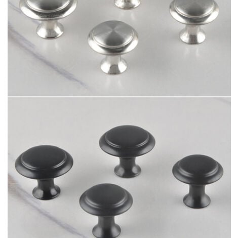 Promotion 20x Bouton de Tiroir Metal Boutons de Porte de Placard de Cuisine en Aspect Inox Satiné Ronde Argent Poignée de Meuble