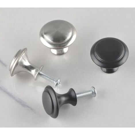 Promotion 20x Bouton de Tiroir Metal Boutons de Porte de Placard de Cuisine en Aspect Inox Satiné Ronde Argent Poignée de Meuble