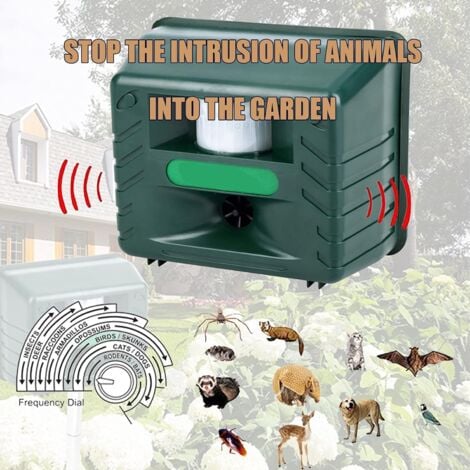 Promotion Exterieur Repulsif Oiseaux Ultrason, Répulsif pour Oiseaux D'extérieu, Répulsif Animal Ultrasonique avec Capteur De Mouvement Et Flash pour Repousser Animaux Nuisibles