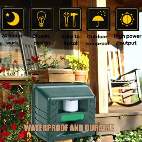 Promotion Exterieur Repulsif Oiseaux Ultrason, Répulsif pour Oiseaux D'extérieu, Répulsif Animal Ultrasonique avec Capteur De Mouvement Et Flash pour Repousser Animaux Nuisibles
