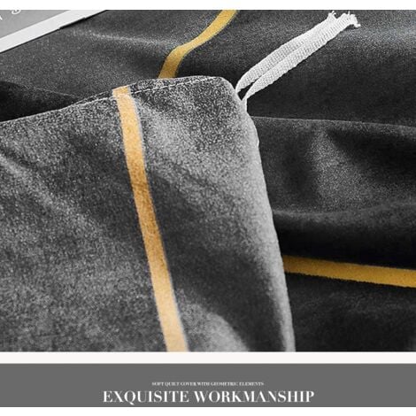 Sets Housse de Couette avec Taies d'oreiller Imperimé Géométrique Basics Parure de lit Réversible 2 Personnes avec Fermeture Éclair en Microfibre Douce 2/3 pièses(Gris 1，3 pièces 200x200cm)