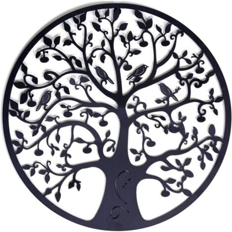 Décoration Murale en métal Arbre de Vie Décoration Murale en métal Décoration Murale en métal Décoration intérieure, tentures murales 30x30 cm Noir,Black