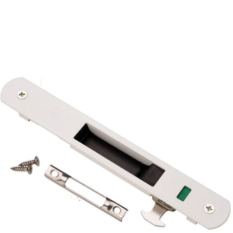 Serrure de porte coulissante - Garnitures de quincaillerie de verrouillage simple de fenêtre de porte coulissante en acier inoxydable de ménage（Blanc）
