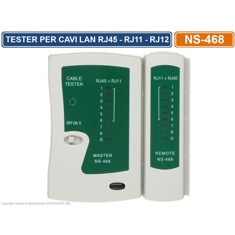 Good Connections Tester Per Cavi Di Rete Con Unità Remota | RJ45, RJ11, USB, BNC | Verifica Passaggio, Cortocircuito, Scambio Fili | Batteria 9V Non Inclusa - 2