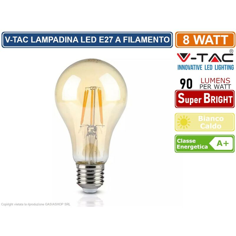 Gasiashop - G125-OC - LAMPADINA LED GLOBO G125 A FILAMENTO VINTAGE