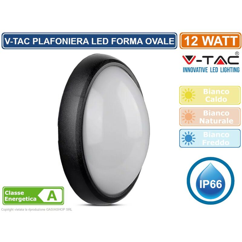 PLAFONIERA APPLIQUE DI FORMA OVALE PER ESTERNO IP66 IN RESINA DUE