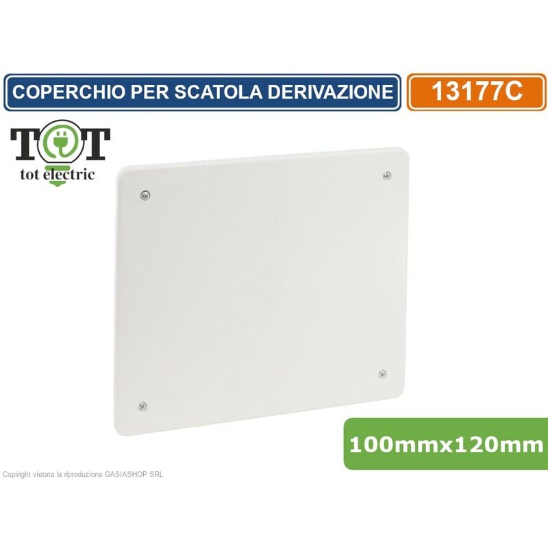 COPERCHIO RETTANGOLARE CON VITI 100X120MM PER SCATOLA DI DERIVAZIONE