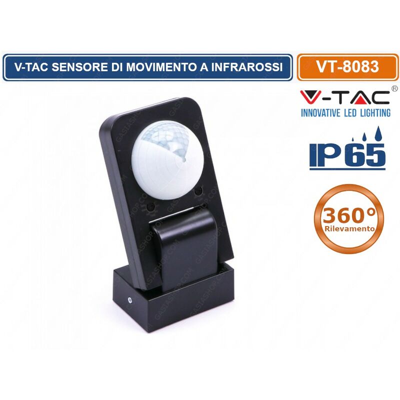 V-TAC VT-8083 SENSORE DI MOVIMENTO A INFRAROSSI PER LAMPADINE COLORE NERO - SKU 1501