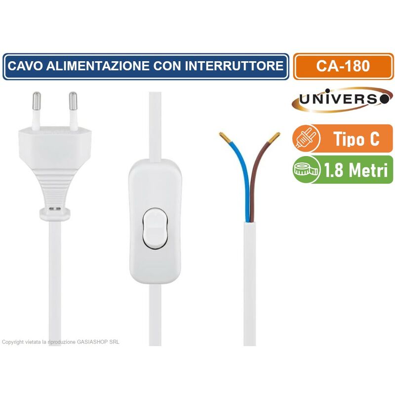 WIYETY 6 cavi con spina: cavo di collegamento con spina, cavo da 1,8 m con interruttore, cavo lampada con interruttore, adatto per lampade, lampade da tavolo, lampade da terra, luci, lampadine (nero WIYETY 6 cavi con spina: cavo di collegamento con spina, cavo da 1,8 m con interruttore, cavo lampada con interruttore, adatto per lampade, lampade da tavolo, lampade da terra, luci, lampadine (nero
