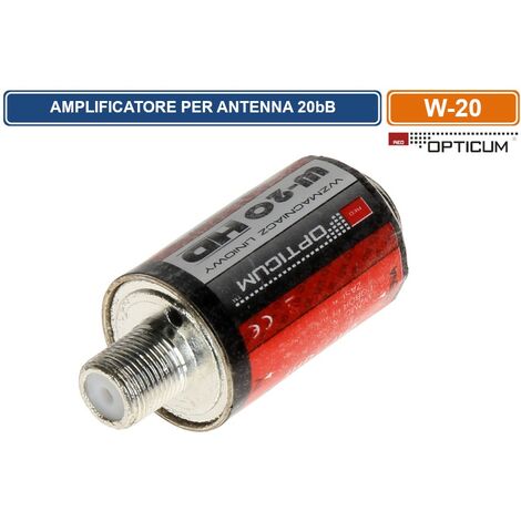 AMPLIFICATORE PER ANTENNA OPTICUM 20dB FREQUENZE DA 5MHz A 860MHz FILTRO LTE GSM INCORPORATO